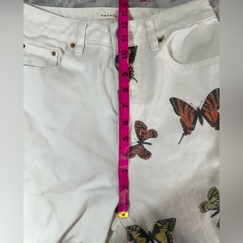 Butterfly 90's Boyfriend Straight Leg raw hem crop Jeans - Size 27 by PacSun - Picture 5 of 12